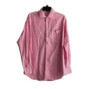 Peter Millar Shirt Mens Large Seaside Finish Pink Striped Button Up Cotton